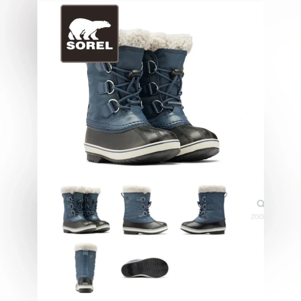 SOREL YOOT PAC WINTER BOOTS NAVY COLLEGIATE SUPER BLUE KIDS SIZE 1 STYLE 40027
